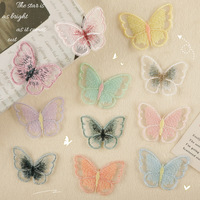 Etiquetas Bordadas con Diseño de Mariposa, Adornos para Prendas DIY, Parches Bordados Termoadhesivos