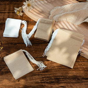 Pasta <span class=keywords><strong>di</strong></span> legno, biodegradabile e compostabile <span class=keywords><strong>bustine</strong></span> vuote per infusori <span class=keywords><strong>di</strong></span> tè non sbiancate con coulisse - Product Image 1