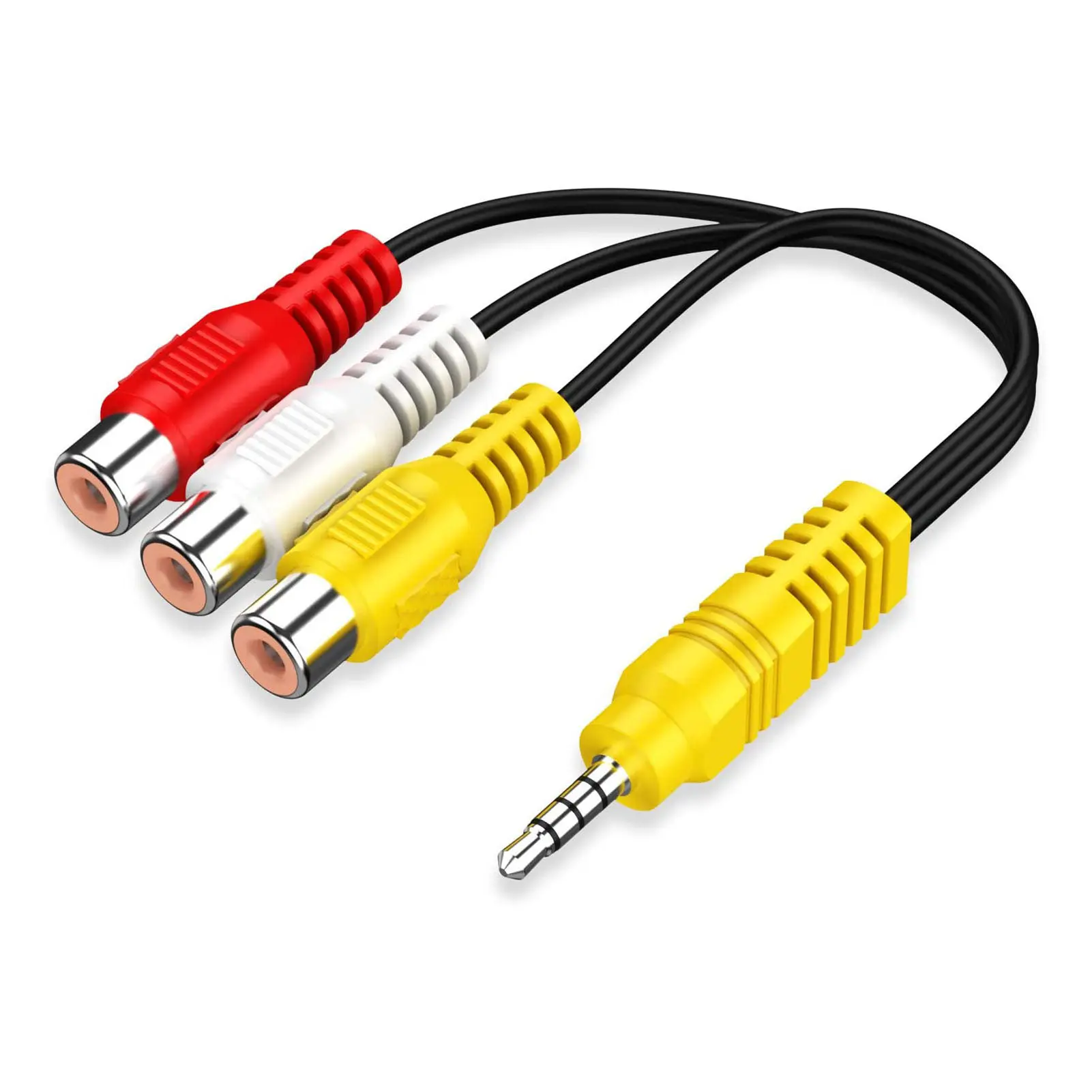 Cable adaptador de Audio y vídeo, conector macho estéreo de 3,5mm a 3 RCA hembra, para reproducción de vídeo de alto rendimiento y reproducción de Audio para TV TCL
