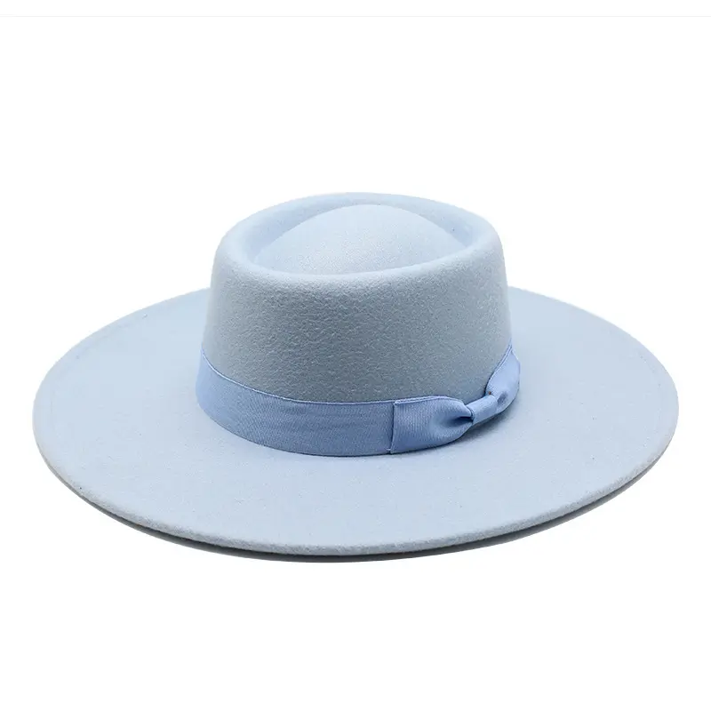 ขายส่งหมวก Fedora สีทึบ unisex ขนสัตว์จํานวนมากรู้สึกผ้าฝ้ายและโพลีเอสเตอร์ผู้ชายหมวก Fedora หมวกปีกกว้างหมวก Fedora ผู้หญิง