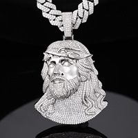 Collier pendentif en cuivre avec portrait de bambou en zircon complet, style hip-hop européen américain, tendance de la mode, accessoires pour hommes, vente en gros
