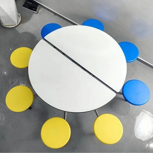 Modern Foldable <b>Round</b> <b>Dining</b> <b>Table</b> Set 120x120x71 Cm With 8 Colorful Stools For <b>Dining</b> Room - Product Image 1