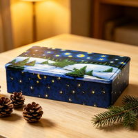 Boîte Cadeau en Métal Rectangulaire de Noël de Grande Qualité JH pour Biscuits, Gâteaux au Chocolat
