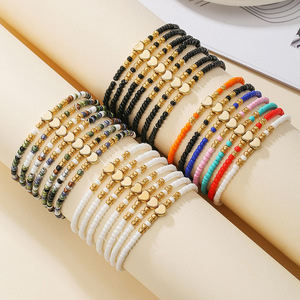 Ethnic Style Seed <b>Bead</b> <b>Bracelet</b> Heart Shape Multi Layered Color Block Women Jewelry Plastic Unisex Summer 2025 - Product Image 1