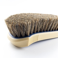 Brosse à poils mélangés bicolore LB-007 - Manche ivoire/bleu, poils naturels mixtes, pour l'entretien des chaussures/du cuir/de l'intérieur des voitures