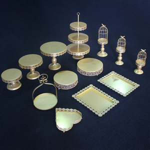 ชุดตั้งโชว์เค้กขนมหวานโลหะสีทองสำหรับงานแต่งงานชุดวางเค้กสุดหรูสำหรับตกแต่ง - Product Image 6