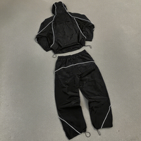 Ensemble de survêtement coupe-vent léger en nylon avec sweat à capuche zippé réfléchissant 3M et pantalon de jogging personnalisé en usine