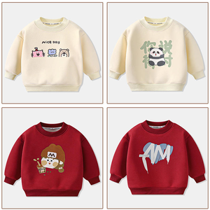 เสื้อสเวตเตอร์สำหรับเด็ก, เสื้อสเวตเตอร์คอกลมไม่มีฮู้ดผ้าฟลีซหนาพิมพ์ลายดอกไม้ฤดูใบไม้ร่วงฤดูหนาว - Product Image 2