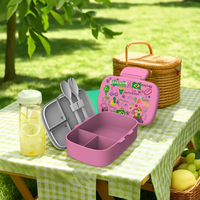 Boîte à lunch scolaire personnalisée à 3 compartiments, mignonne, pour bagels, avec bouteille d'eau pour filles
