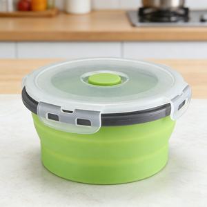 Recipientes Redondos Plegables para Almacenamiento de Alimentos, Recipientes de Silicona para Almuerzo Aptos para Lavavajillas con Tapa Hermética para Microondas - Product Image 6