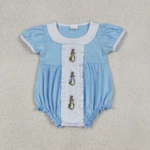 Combinaison à bulles pour bébé fille avec imprimé de lapin de Pâques, tissu en laine peignée, printemps automne, vente en gros, vêtements mignons pour nouveau-nés et tout-petits, nouveauté - Product Image 4