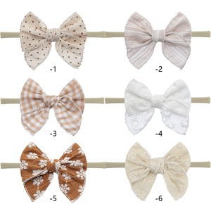 Bébé fille personnalisé artisanat Mini <span class=keywords><strong>Fable</strong></span> arcs bandeau enfant en bas âge filles doux fleur broderie coton élastique Nylon bandeau de cheveux - Product Image 2