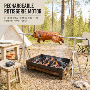 Kit de broche rotative durable avec trépied portable en acier inoxydable pour barbecue, vente en gros d'usine OEM/ODM - Product Image 6