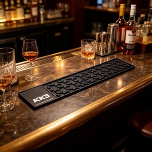 Tapete de <span class=keywords><strong>Bar</strong></span> Antideslizante de PVC, Rectangular o Cuadrado, con Logotipo Personalizado, para Eventos de Cerveza de Destilería, en Colores Naranja, Negro y Rojo - Product Image 1