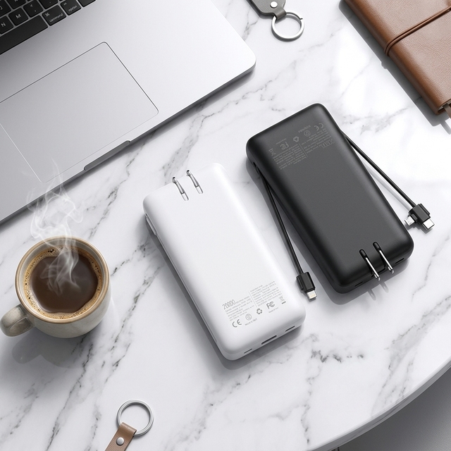 20000mAh Magnetic Multi-functional Power Bank Built-in AC Wall Plug 3 Cables Fast Charging Outdoor Use Portable Charger for