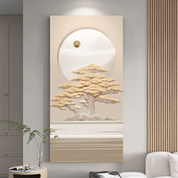 Tableau décoratif mural 3D gravé, style minimaliste moderne, thème paysage de luxe léger, pour salle à manger et entrée, motif 'Rising Day Day'