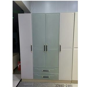 Modern Minimalist Wardrobe <b>Cabinet</b> with Drawers Flat Panel Hinged Doors MDF Material Freestanding <b>Bedroom</b> Furniture 37692-2402 - Product Image 2
