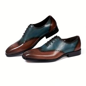 Zapatos de Hombre 2026 de Cuero Genuino con Punta Cerrada, Color Verde Marrón, Elegantes para Fiesta, Estilo Oxford, Sin Cordones, Ligeros para Otoño - Product Image 6