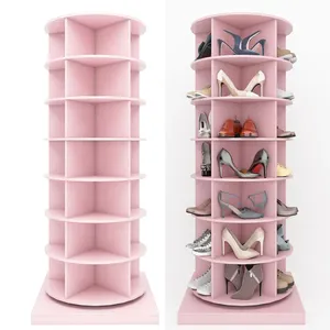 Large Capacity 360 rotating shoe rack tower 7 tier degree rotating cabinet shoe racks