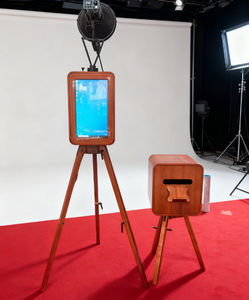 Новый дизайн фотобудка Свадебная дубовая винтажная деревянная фотобудка с Marshall треугольник Godox Вспышка стенд - Product Image 6