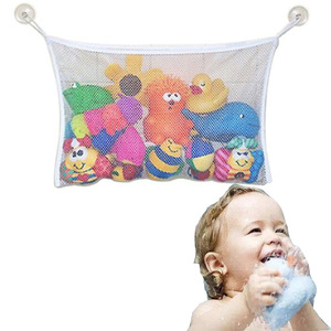 Suction Cup Storage Bag Bathroom Quick Drying Hanging Mesh Bath Toy Organizer