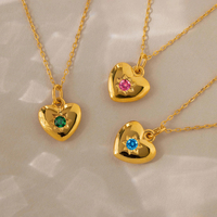 Collier pendentif cœur en pierre de naissance EManco, acier inoxydable, bijoux pour femmes, cadeau d'anniversaire, hypoallergénique, expédition en 48 heures