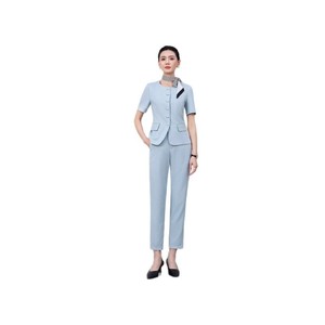 Airline Uniform Women Short Sleeve Jacket Skirt Set <b>Professional</b> Summer Workwear For Flight Attendant Commute - Product Image 5
