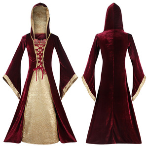 Vestido de Corte Retro Europeo para Mujer, Túnica de Terciopelo con Capucha, Disfraz para Representaciones Escénicas, Cosplay de Reina o Emperatriz - Product Image 2