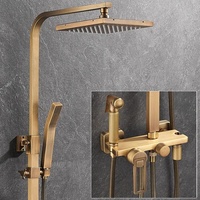 Ensemble de douche en bronze antique avec douchette pressurisée pour salle de bain, ensemble complet