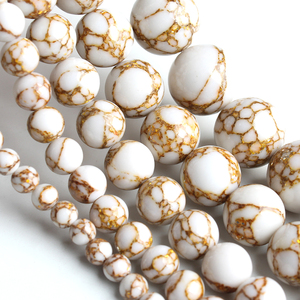 Perline Rotonde di <span class=keywords><strong>Howlite</strong></span> Bianca 4/6/8/10/12MM all'Ingrosso, <span class=keywords><strong>Pietra</strong></span> Golden Lace per Creazione di Gioielli e Braccialetti Fai-da-Te - Product Image 4