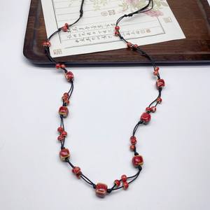 Vintage elegante hand gefertigte Keramik Perlenkette Damen Long Style unregelmäßige blaue Perlen Pullover Kette Halskette - Product Image 2