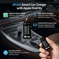 Traceur GPS de Voiture Anti-Perte Compatible Apple Find My Sans Abonnement, Chargeur Allume-Cigare Double Port USB-C et USB-A à Charge Rapide 25W