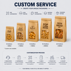 Bolsa de Papel para Pan con Logotipo Personalizado, Resistente al Aceite, con Ventana Transparente para Pan, Tostadas, Galletas, Productos Horneados y Bocadillos - Product Image 4