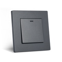 Interrupteur mural 1 gang 1 voie avec indicateur LED, cadre PC ignifuge, couleurs blanc, noir, gris, or, norme européenne 10A 250V