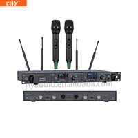 Sistema de Micrófono Inalámbrico de Doble Canal M-7602 con Pantalla TFT y Soporte OLED para Micrófono de Mano, Antena Externa para Escenario y Discursos