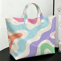 Sac fourre-tout de plage en PVC ondulé coloré, imperméable, transparent, style gelée, avec nœud, sac de rangement
