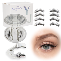 Cils magnétiques 3D réutilisables, doux, avec logo personnalisé, en matériau PBT, semi-faits à la main, taille échantillon voyage, naturels avec applicateur, courbure DD