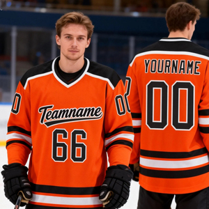 Maillot de hockey orange personnalisé brodé, <span class=keywords><strong>uniforme</strong></span> de hockey OEM Team Canada Italie, streetwear, séchage rapide, sublimation - Product Image 2