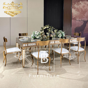 <span class=keywords><strong>Dubai</strong></span> Eventos Espejo Cristal Superior Oro Rosa Acero Inoxidable Fiesta Boda Mesa - Product Image 2