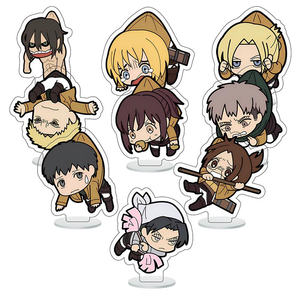 <span class=keywords><strong>9</strong></span> unids/set <span class=keywords><strong>Shingeki</strong></span> <span class=keywords><strong>No</strong></span> <span class=keywords><strong>Kyojin</strong></span> Mikasa Ackerman Rivaille accesorios figura artesanía de plástico acrílico Anime soporte placa - Product Image 1