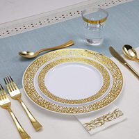 Ensemble de vaisselle jetable en plastique écologique pour mariage, anniversaire, fête, 175 pièces, multicolores, tasses, assiettes, motif végétal