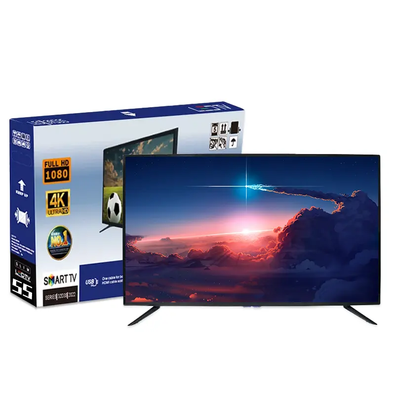 CHIGO Bravia TV Cerdas 4K Ultra HD, TV Cerdas 55 Inci Mewah Modern 50 Inci Layar Datar TV Grosir
