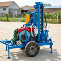 Mini-foreuse rotative portable sur roues de 150 m de profondeur avec moteur diesel 22 CV pour puits d'eau