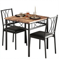 Ensemble de table à manger carrée compacte KirKasa TZ002 pour la maison, 3 pièces, plateau en pierre, chaises rembourrées avec dossier en métal, pour les petits espaces, appartement