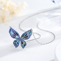 925 argent Sterling papillon bijoux papillon pendentif colliers ormeau coquille papillon colliers pour femmes