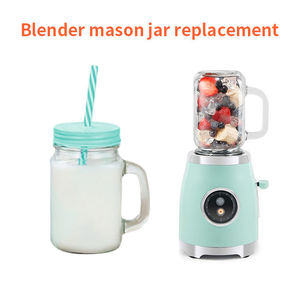 Oferta Especial: Vaso <span class=keywords><strong>de</strong></span> Vidrio Cuadrado <span class=keywords><strong>de</strong></span> Boca Ancha <span class=keywords><strong>de</strong></span> 400 ml (14 oz) con Tapa y Pajita para Repuesto <span class=keywords><strong>de</strong></span> Licuadora Eléctrica Portátil - Product Image 5