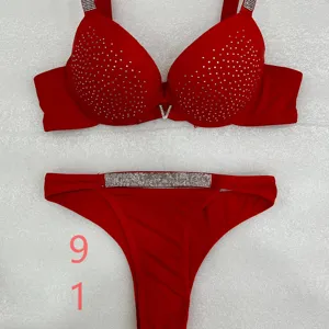 HOT SELLING sexy Women Diamonds Bra And Panty Sets V-shaped metallic diamonds women underwear