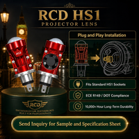 Ampoule de phare de remplacement RCD H4 HS1 2 avec lentille de projecteur LED rouge bi-faisceau pour moto sportive et de rue Suzuki Kawasaki (réfection)