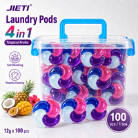 Kapsul Deterjen Cuci Pakaian Private Label 12gx100pcs 4 in 1 dengan Daya Bersihkan Kuat Teknologi Pewangi Pabrik