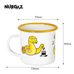 NURGAZ แก้วเคลือบลายปีงู แก้วทนทานสำหรับการเฉลิมฉลองตรุษจีน สีขาวขอบเหลือง - Product Image 5